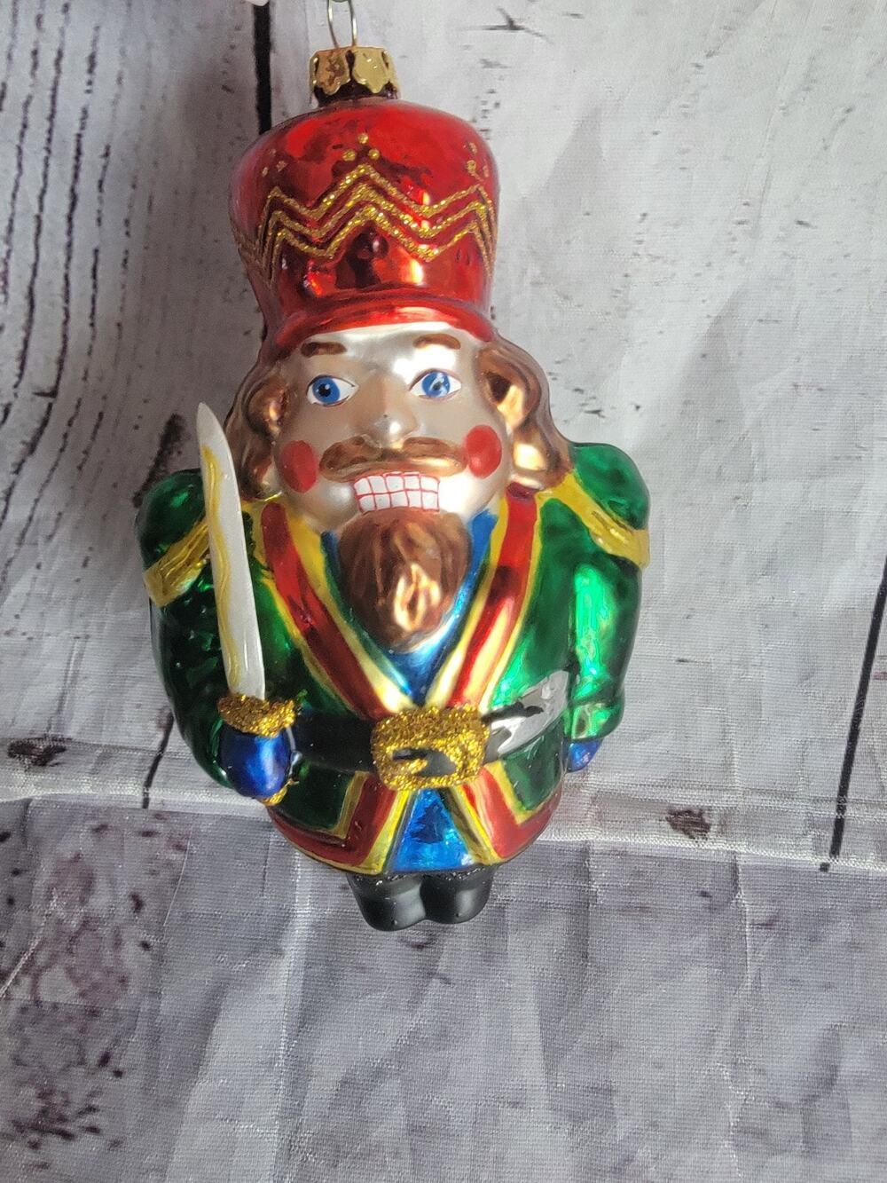 Handblown Glass Ornament Nutcracker Christmas Ballet Soldier Hand Painted READ
